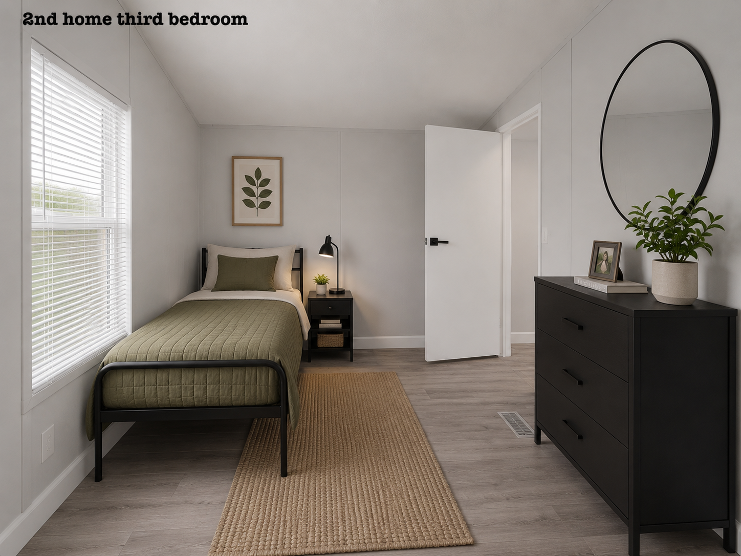 Bedroom with personal dresser and storage